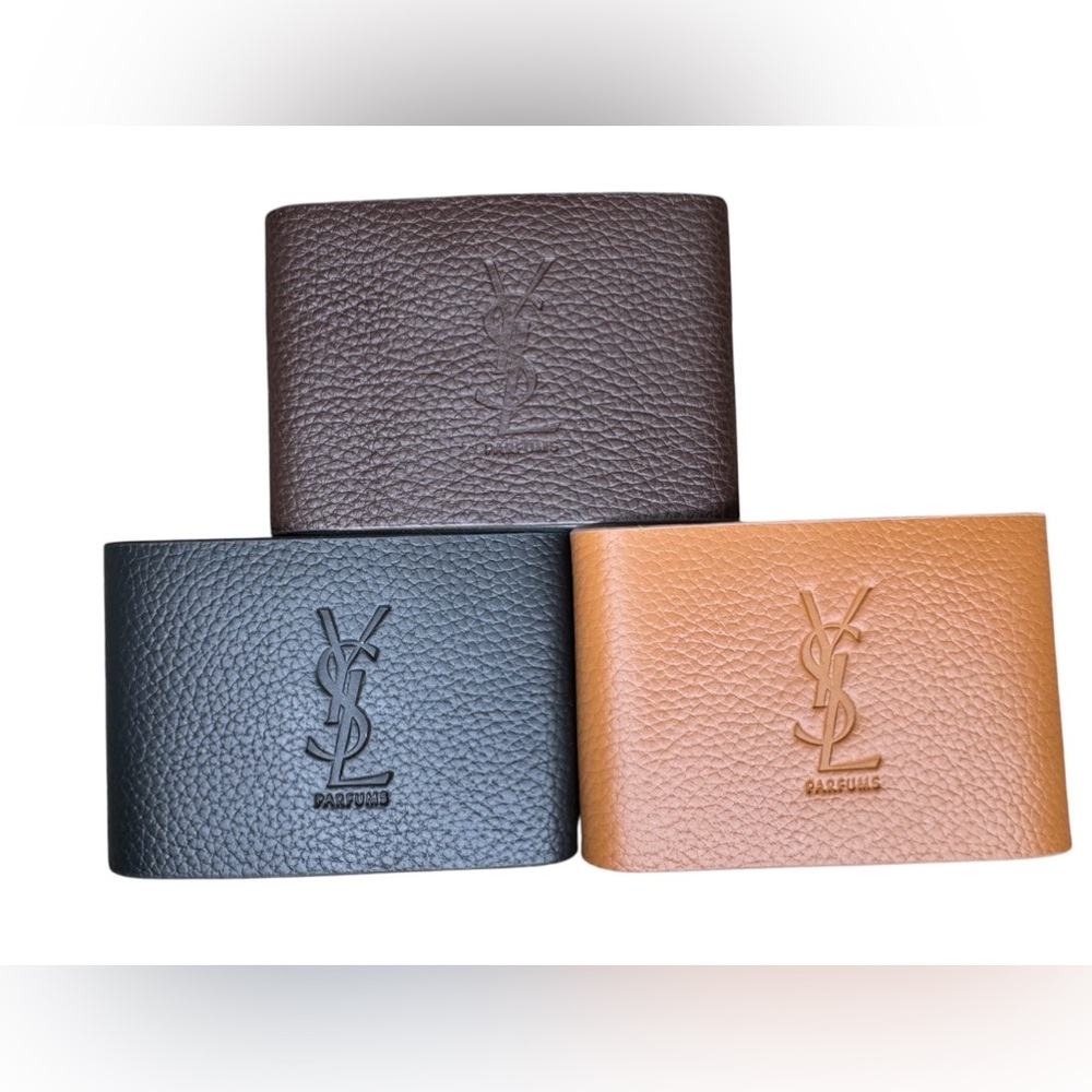 YSL Lhomme authentic leather bottle cover in tan.